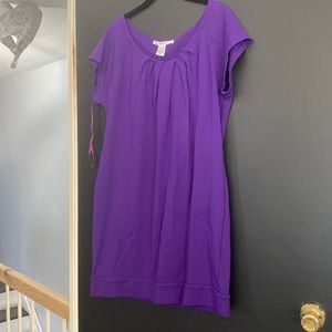 Diane Von Furstenberg purple short sleeve shirt dress.